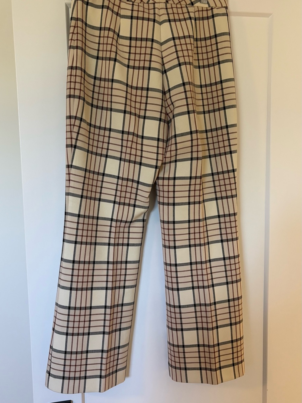 Aritzia Wilfred Cream Espace/Rustique Lily Genie Check Flared Trouser Pants - Picture 4 of 9